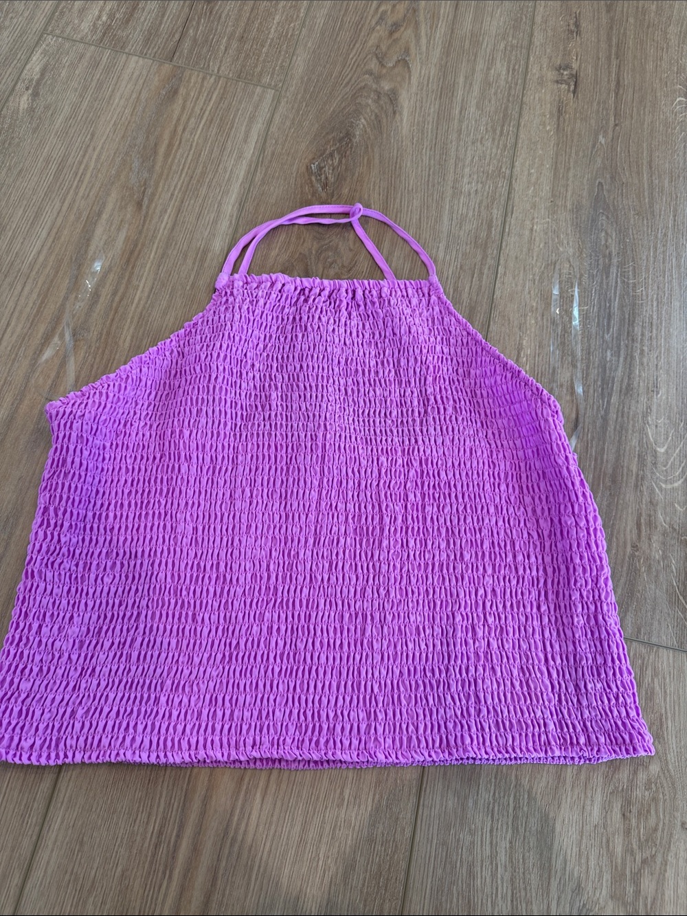 NWOT a new day Bright Pink/purple Smocked Halter Crop Top